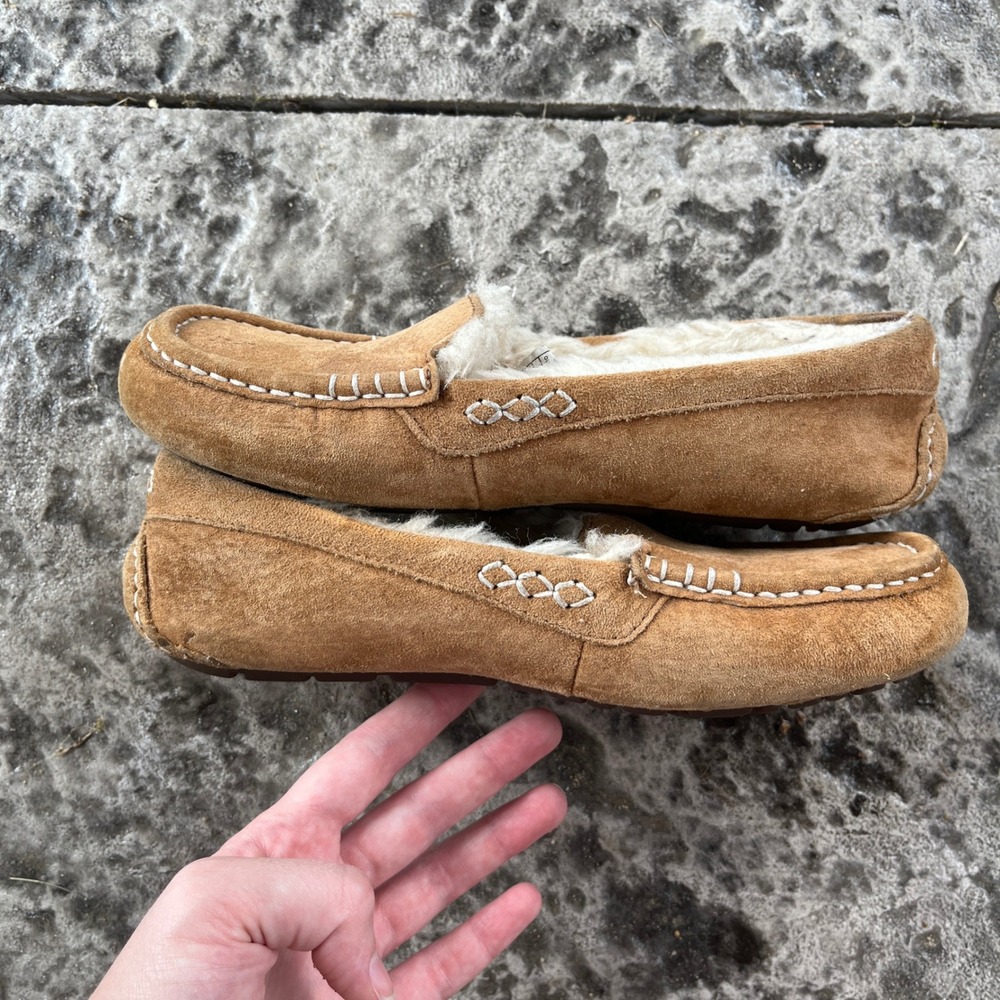 UGG Australia Ansley Chestnut Suede Moccasin Slippers 3312 Womens Size 6 - Picture 3 of 10
